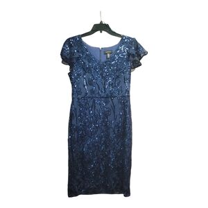 R & M Richards Navy Sequin Midi Dress